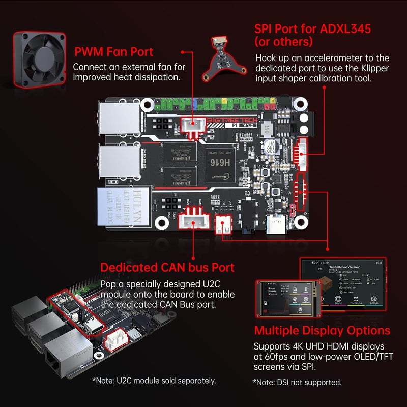 BigTreeTech SKR Mini E3 V3.0 + BTT Pi V1.2 + TFT35 SPI V2.1 + SFS V2.0 Kit for FDM 3D Printer Upgrade Klipper Firmware for Ender-3, Ender-3 V2, Voron 2.4, Most of i3/Core XY 3D Printer - Image 3